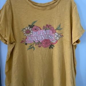 Old Navy Womens XL Plant Kindness Yellow Graphic Tee floral casual relaxed